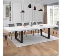 IDMarket - Table à Manger Extensible Phoenix Rectangle 6-12 Personnes Plateau Effet marbre Blanc Alaska 200-300 cm