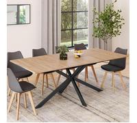 IDMarket - Table à manger rectangulaire Alix 10 personnes pied araignée bois et noir 200 cm