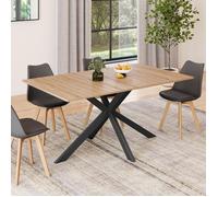 Table à manger rectangle fixe - IDMARKET - ALIX - Bois et noir - 8 personnes - 160 cm