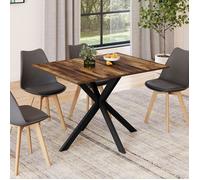 IDMarket - Table à Manger Rectangle Alix 6 Personnes Pied araignée Noir et Plateau Bois foncé Hawkins 110 cm