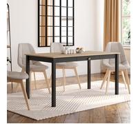 IDMarket - Table à manger rectangle ISIS - 8 personnes, tiroir, bois et noir, 150 cm