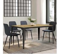 IDMARKET Table à manger rectangulaire NELLY 6 personnes bois et noir design industriel 150 cm