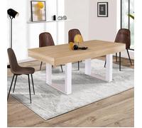IDMarket – Table à manger rectangulaire Phoenix 6 personnes bois et blanc 160 cm