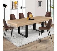 IDMarket - Table à Manger Rectangle Phoenix 8 Personnes Bois et Noir 200 cm