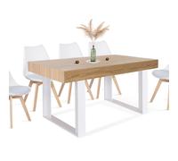 Table À Manger Phoenix 6 Personnes Bois Et Blanc 160 Cm Blanc
