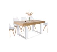 Table À Manger Phoenix 6 Personnes Bois Et Blanc 160 Cm