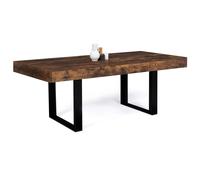 Table à manger rectangle PHOENIX 8 personnes bois effet vieilli et noir 200 cm