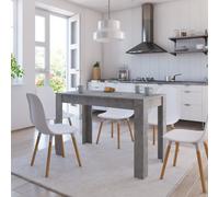 Table À Manger Rectangulaire 120 X 60 X 76 Cm, En Bois Contreplaqué Gris Béton Gris