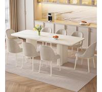 Table à Manger rectangulaire Blanche 2 m avec 8 chaises, pour 4-8 Personnes, Design Moderne et Polyvalent, Structure Stable et sécurisée, idéale Salon, Salle à Manger (Une Table avec 8 chaises)