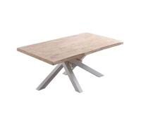 Table à manger rectangulaire en bois coloris chêne nordique / pieds blanc