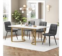 Table à Manger Rectangulaire, Ensemble De Table De Cuisine Moderne, Chaise De Salle à Manger, Chaise De Cuisine En Velours, Table à Manger Avec 4 Chaises, 140 × 80 × 75 Cm,GrayChairs