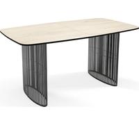 Table à Manger Rectangulaire Extensible à Lamelles Style Loft - 160 à 240 Cm - Table Industrielle Avec Pieds En Métal Noir Et Coins Arrondis Pour 8-12 Personnes - Salon, Salle à Manger - Marron Clair