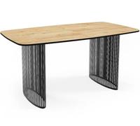 Table à Manger Rectangulaire Extensible à Lamelles Style Loft - 160 à 240 Cm - Table Industrielle Avec Pieds En Métal Noir Et Coins Arrondis Pour 8-12 Personnes - Salon, Salle à Manger - Marron