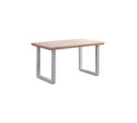 Table à manger rectangulaire extensible en bois coloris chêne nordique pieds blanc - longueur 140-220 x profondeur 80 x hauteur 77 cm - PEGANE- bois G