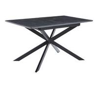 Table à manger rectangulaire extensible en céramique coloris noir / pieds noir - Longueur 140-180 x profondeur 80 x hauteur 75 cm - -