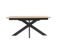 Table à manger rectangulaire extensible rallonge intégrée en bois clair chêne massif L160-245 cm AGATA