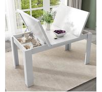 Table à manger - rectangulaire - loisirs café - espace de rangement ouvert - gain de place - multifonctionnel - blanc - 120x70cm