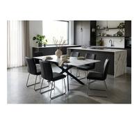 Table à Manger Rectangulaire Verre Marbré Blanc 150 cm JESSICA