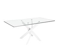 Table à manger rectangulaire verre trempé et acier blanc 1138-180x95 - ANGEL CERDÁ