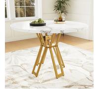 Table à manger ronde (100 x 100 x 76 cm) Légère et luxueuse pour 4 à 6 personnes, adaptée aux salles à manger et aux salons - Or