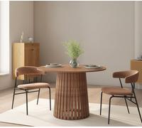 Table À Manger Ronde 110cm En Bois Foncé Liv Marron