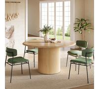 Table à manger ronde (120 cm de diamètre) pour 4 personnes, cadre rustique en bois naturel avec structure nervurée, convient à la cuisine, à la salle à manger et au salon. À propos de cet article✅ TAI