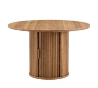 Table à manger ronde 120cm style campagnard moderne, table repas bois pour 4 à 6 personnes, adapté cuisine salon salle à manger