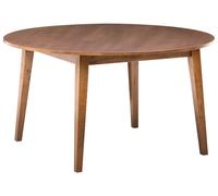 Table à Manger Ronde 140cm Plateau MDF Pieds en Bois Placage Chêne Marron Foncé