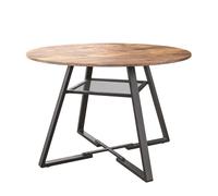 Table à Manger Ronde 4-6 Personnes,Table de Cuisine,Table à Manger,Pieds de Table en MéTal Noir Plateau Bois Foncé 120 CM