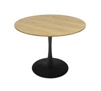 Oviala Table à Manger Ronde 4 Personnes D100 cm Bois Clair