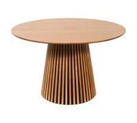 Table à manger ronde 4 personnes placage chêne - Naturel - CARMIZA