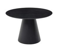 Table à manger ronde 4 personnes placage frêne - Noir - ANTALIZA