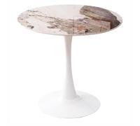 Table à manger ronde 60/70/80 cm Plateau en granit Base tulipe en métal Table basse de loisirs Table d'appoint pour salon, café et cuisine - Design élégant et moderne (couleur : 60 cm)