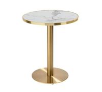 Table à manger ronde 60 cm plateau marbre blanc/doré et pied doré - Oviala