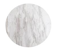 Table à manger ronde 90x75 cm aspect marbre blanc et laiton - DERVAL