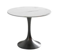 Table À Manger Ronde À Base De Tulipe For 2 À 4 Personnes, Tables Basses | Épaisseur de bureau dalle roche 12 mm, tables de salon base métal, hauteur 75 cm, facile à nettoyer(Silver,70cm)