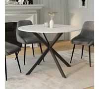 IDMarket - Table à Manger Ronde Alix 6 Personnes Pied araignée Noir Plateau Effet terrazzo Simone 110 cm