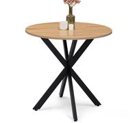 Table à manger ronde ALIX 4 personnes pied araignée bois et noir 80 cm