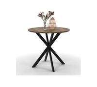 IDMarket - Table à Manger Ronde Alix 4 Personnes Pied araignée Noir et Plateau Bois foncé Hawkins 80 cm