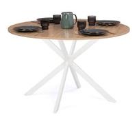 IDMarket - Table à Manger Ronde Alix 6 Personnes Pied araignée Bois et Blanc 110 cm