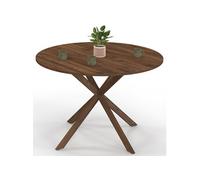IDMarket - Table à Manger Ronde Alix 6 Personnes Pied araignée Noyer 110 cm