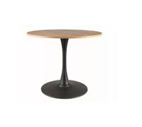 Table à manger ronde ""Amadeo II"" - Marron chêne/Noir mat - D 90 x 76 cm