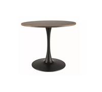 Table à manger ronde ""Amadeo II"" - Marron noyer/Noir mat - D 90 x 76 cm
