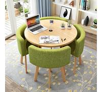 Table à manger ronde avec chaises pour 4 personnes - 31.5in / 80 cm - Pour maison, salon, balcon, bureau, salle de pause, café, petite salle de réunion (A)
