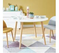 Table à manger ronde - BAÏTA - Gamme ORATELLO - Laqué blanc mat - L 120 x P 120 x H 76 cm