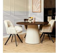 Table à manger ronde bois brun pied central Ø130 cm CORTINA