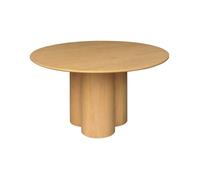 Table à manger ronde bois d'hévéa et placage chêne naturel 4 places 130cm - Leonore