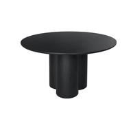 Table à manger ronde bois d'hévéa et placage chêne noir 4 places 130cm - Leonore