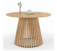 IDMarket - Table à Manger Ronde Carmen 6 Personnes Pied Bois en Lattes et Plateau Bois 110 cm