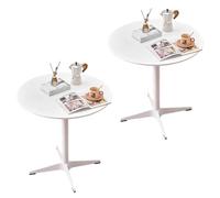 Table à Manger Ronde de 80 cm, Table de Cuisine rétro pour Salle à Manger, Style Industriel, Hauteur de 75 cm, Base croisée Blanche